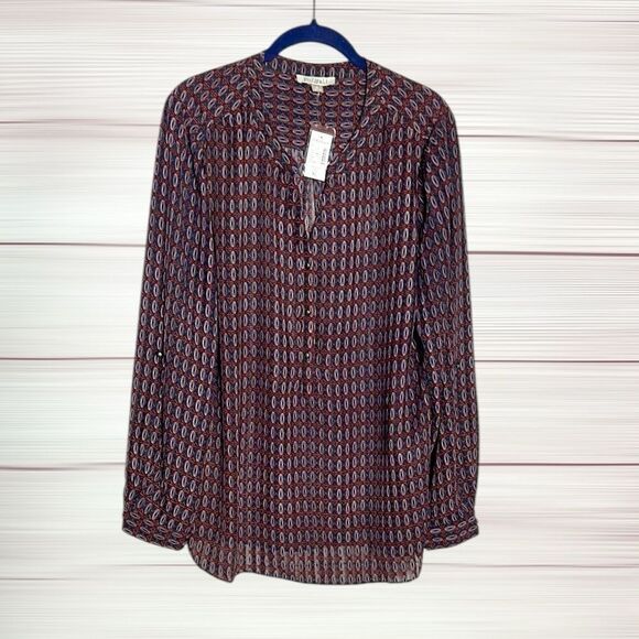 NWT Roz & Ali Blouse Top Roll Tab Sleeve Split Neck size XL - Picture 2 of 13